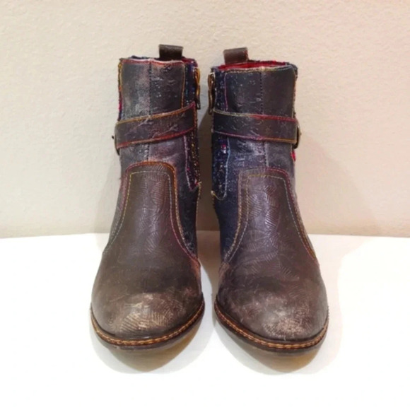 L'Artiste Spring Step Boots Cienna Distressed Multicolor Leather US 7.5 - 8 Zip - Picture 6 of 14